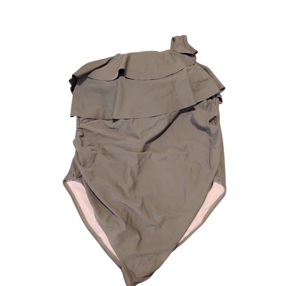 Olive Green One‎ Shoulder One Piece Maillot Swimsuit Size Medium-SALE!